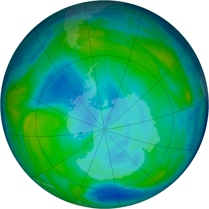Antarctic ozone map for 02 July 1997